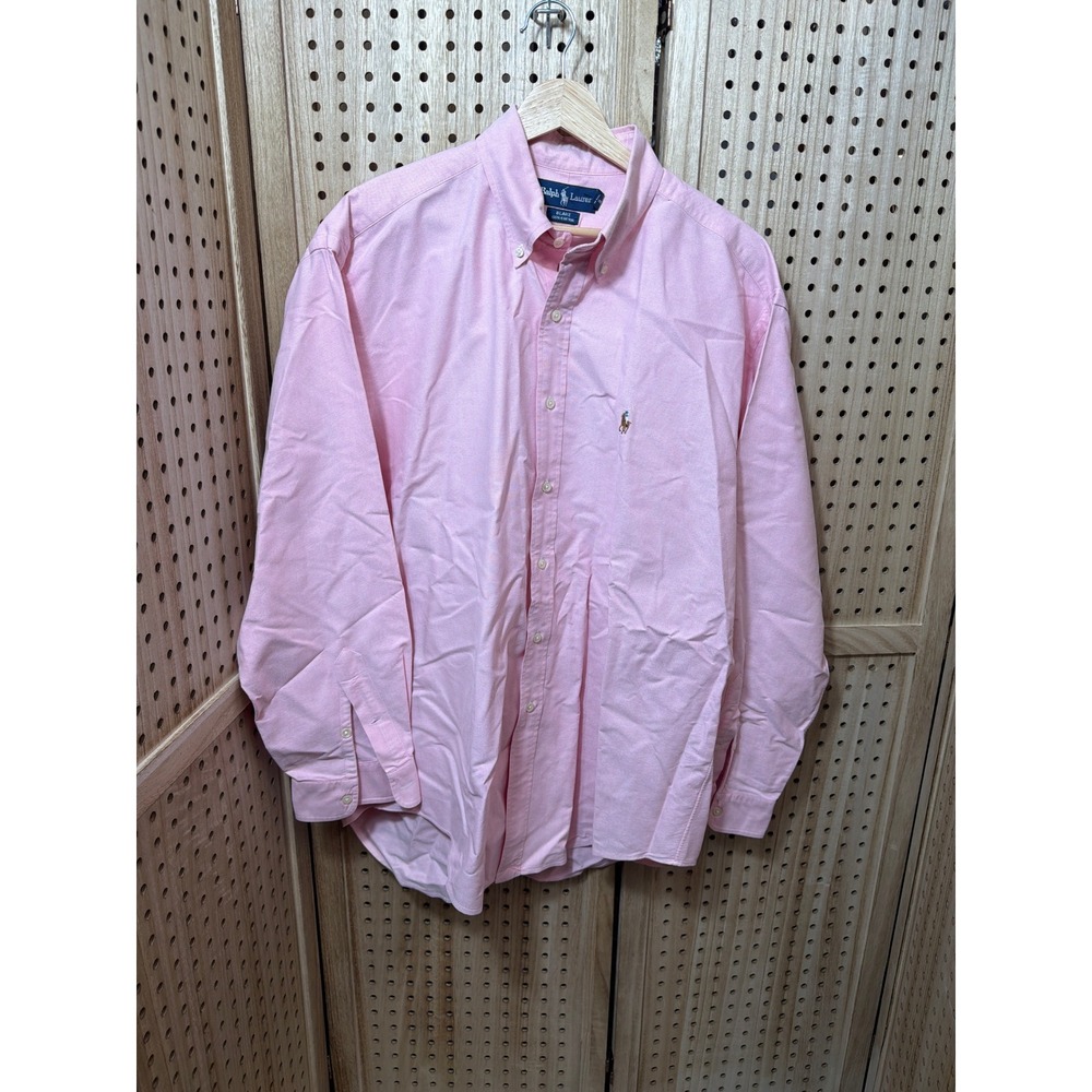Ralph Lauren Blake Mens Large Pink Oxford Button Down Shirt Long Sleeve Cotton
